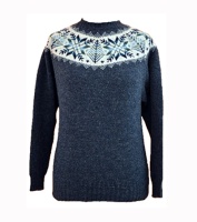 Westaway Ladies Real Shetland Fair Isle Yoke Crew Neck Pullover